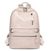 Women's 2022 New Urban Simple Soft Leather Backpack Large Capacity Student Schoolbag sku image 1