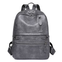 Women's 2022 New Urban Simple Soft Leather Backpack Large Capacity Student Schoolbag sku image 3