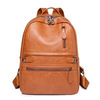 Women's 2022 New Urban Simple Soft Leather Backpack Large Capacity Student Schoolbag sku image 5