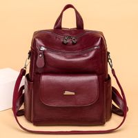 Fashion Women's  New Simple Shoulder Messenger Soft Pu Travel Backpack sku image 2