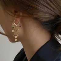 Fashion Water Drop-shaped Sequins Long Fringe Earrings Women main image 2
