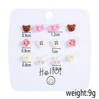 Korean Fashion Flower Bow 6 Pairs Of Earrings Set New Pearl Earrings sku image 37