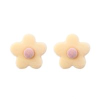 New Flocking Flower Plush Colorful Ear Studs sku image 3