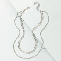 Fashion Simple String Bead Double Layer Geometric Silver Multilayer Alloy Necklace main image 2