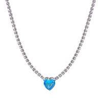 Simple Sapphire Heart Shape Pendant Clavicle Chain Necklace main image 5