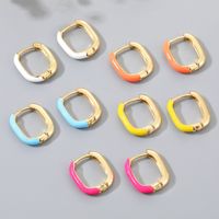 New Style U-shaped Color Dripping Oil Copper Earrings main image 4
