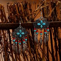 Retro Fashion Bohemian Tassel Women Simple Leaves Long Ethnic Style Alloy Earrings main image 6