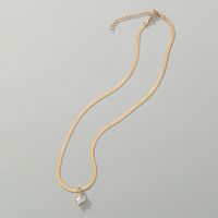 Simple Fashion Zircon Heart-shaped Pendant Pearl Snake Bones Alloy Necklace main image 3