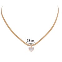 Simple Fashion Zircon Heart-shaped Pendant Pearl Snake Bones Alloy Necklace main image 10