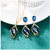Wholesale Simple Blue Crystal Gem Tassel Copper Earrings sku image 5