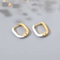 New Style U-shaped Color Dripping Oil Copper Earrings sku image 1