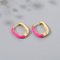 New Style U-shaped Color Dripping Oil Copper Earrings sku image 2