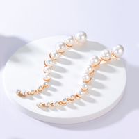 Fashion Simple Tassel Long Pearl Electroplated 18k Gold Copper Earrings Eardrops main image 1