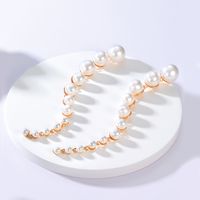 Mode Simple Gland Longue Perle Électrolytique 18k Or De Cuivre Boucles D'oreilles Gouttes Pour Les Oreilles main image 1