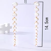 Fashion Simple Tassel Long Pearl Electroplated 18k Gold Copper Earrings Eardrops main image 3