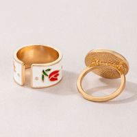 Fashion Dripping Rose Geometric Flower Alloy Ring Two-piece Set main image 2