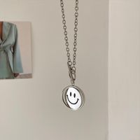 Hip-hop Stainless Steel Smiley Face Necklace Daily Copper Necklaces As Picture main image 6
