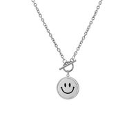 Hip-hop Stainless Steel Smiley Face Necklace Daily Copper Necklaces As Picture main image 5