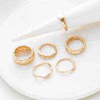Fashion Simple Geometric Irregular Texture Gold Knuckle Ring 6-piece Set main image 2