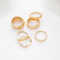 Fashion Simple Geometric Irregular Texture Gold Knuckle Ring 6-piece Set main image 3