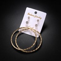 Retro Copper Geometric Pattern Earrings Daily Unset Hoop Earrings main image 1