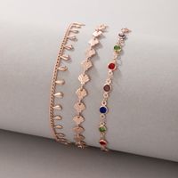 Fashion Bohemian Multicolored Tassel Water Drop Beach Scallop Alloy Anklet 3-piece Set main image 2