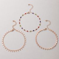 Fashion Bohemian Multicolored Tassel Water Drop Beach Scallop Alloy Anklet 3-piece Set main image 3