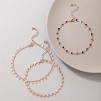 Fashion Bohemian Multicolored Tassel Water Drop Beach Scallop Alloy Anklet 3-piece Set main image 4