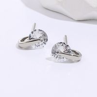 Fashion Small Simple Copper Plating 18k White Gold Color Zircon Ear Stud Earrings main image 2