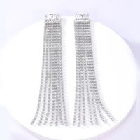 Fashion Simple Copper Plating 18k Platinum Rhinestone-encrusted Tassel Long Earrings sku image 1