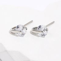 Fashion Small Simple Copper Plating 18k White Gold Color Zircon Ear Stud Earrings main image 4