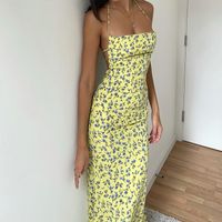 Femmes De Mode De Vêtements 2022 Été Nouveau Floral Imprimer Slip Robe Dos Nu main image 5