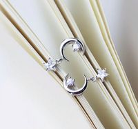 New Fashion Star Moon Inlaid Zircon Asymmetric Alloy Ear Stud Earrings main image 1