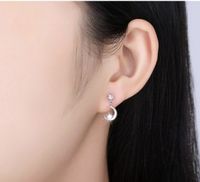 New Fashion Star Moon Inlaid Zircon Asymmetric Alloy Ear Stud Earrings main image 3