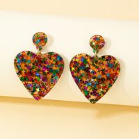 Fashion Simple Gradient Rainbow Heart-shaped Earrings main image 1