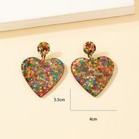 Fashion Simple Gradient Rainbow Heart-shaped Earrings main image 2