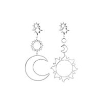 Mode Beliebte Asymmetrische Hohl Sonne Mond Ohr Studs main image 3