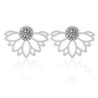Fashion Solid Farbe Hohl Strass Lotus Ohr Studs main image 2