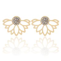 Fashion Solid Farbe Hohl Strass Lotus Ohr Studs sku image 2