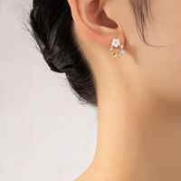 2022 New Fashion Garland Women's Micro-inlaid Crystal Pearl Alloy Earrings main image 1
