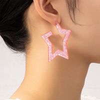 Fashion Simple Frosted Five-pointed Star Cute Alloy Earrings main image 2