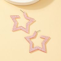 Fashion Simple Frosted Five-pointed Star Cute Alloy Earrings main image 3
