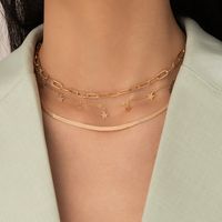 Fashion Simple Round Three-layer Geometric Star Chain Alloy Necklace main image 5