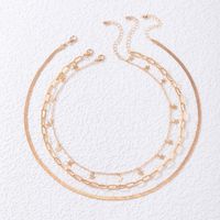 Fashion Simple Round Three-layer Geometric Star Chain Alloy Necklace main image 3