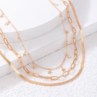 Fashion Simple Round Three-layer Geometric Star Chain Alloy Necklace main image 4