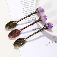 Natural Amethyst Flower Decor Copper Creative Long Handle Spoon main image 4