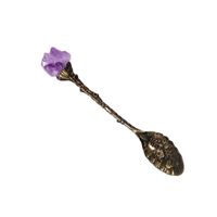 Natural Amethyst Flower Decor Copper Creative Long Handle Spoon main image 5
