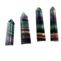 Natural Colorful Fluorite Single Pointed Hexagonal Column Polished Crystal Rough Stone main image 5