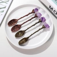 Natural Amethyst Flower Decor Copper Creative Long Handle Spoon main image 1