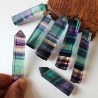 Natural Colorful Fluorite Single Pointed Hexagonal Column Polished Crystal Rough Stone main image 2